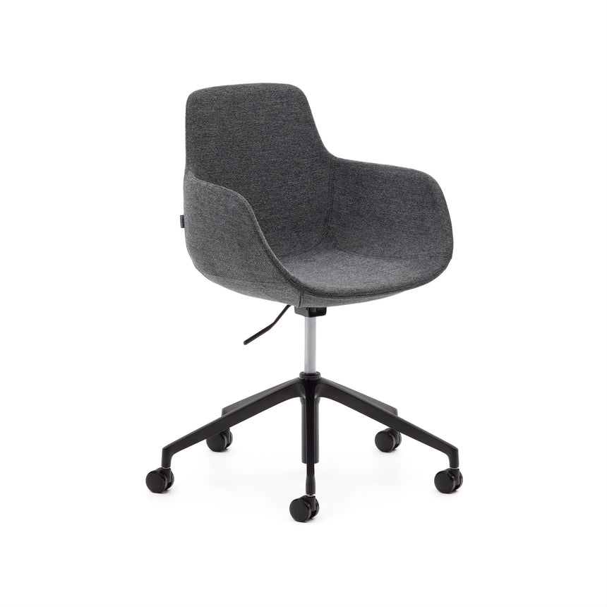 Tissiana Schreibtischstuhl Dunkelgrau und Aluminium mattschwarzer Oberfläche - ZEN ZONE Furniture