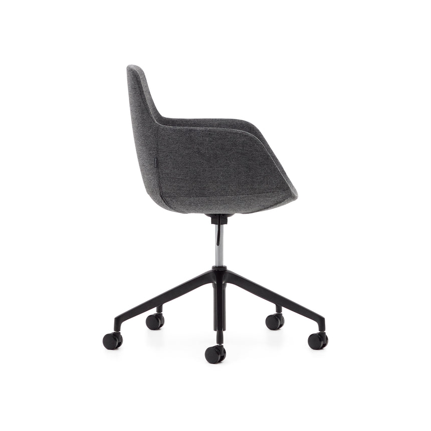 Tissiana Schreibtischstuhl Dunkelgrau und Aluminium mattschwarzer Oberfläche - ZEN ZONE Furniture