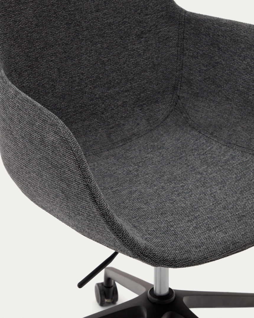 Tissiana Schreibtischstuhl Dunkelgrau und Aluminium mattschwarzer Oberfläche - ZEN ZONE Furniture