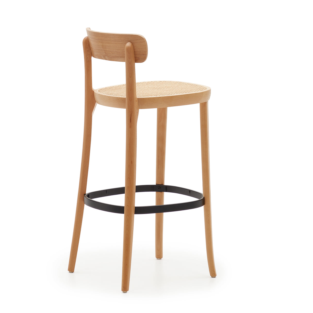 Romane Hocker aus Buchenholz mit natürlichem Finish, Eschenfurnier und Rattan Höhe 75 cm - ZEN ZONE Furniture