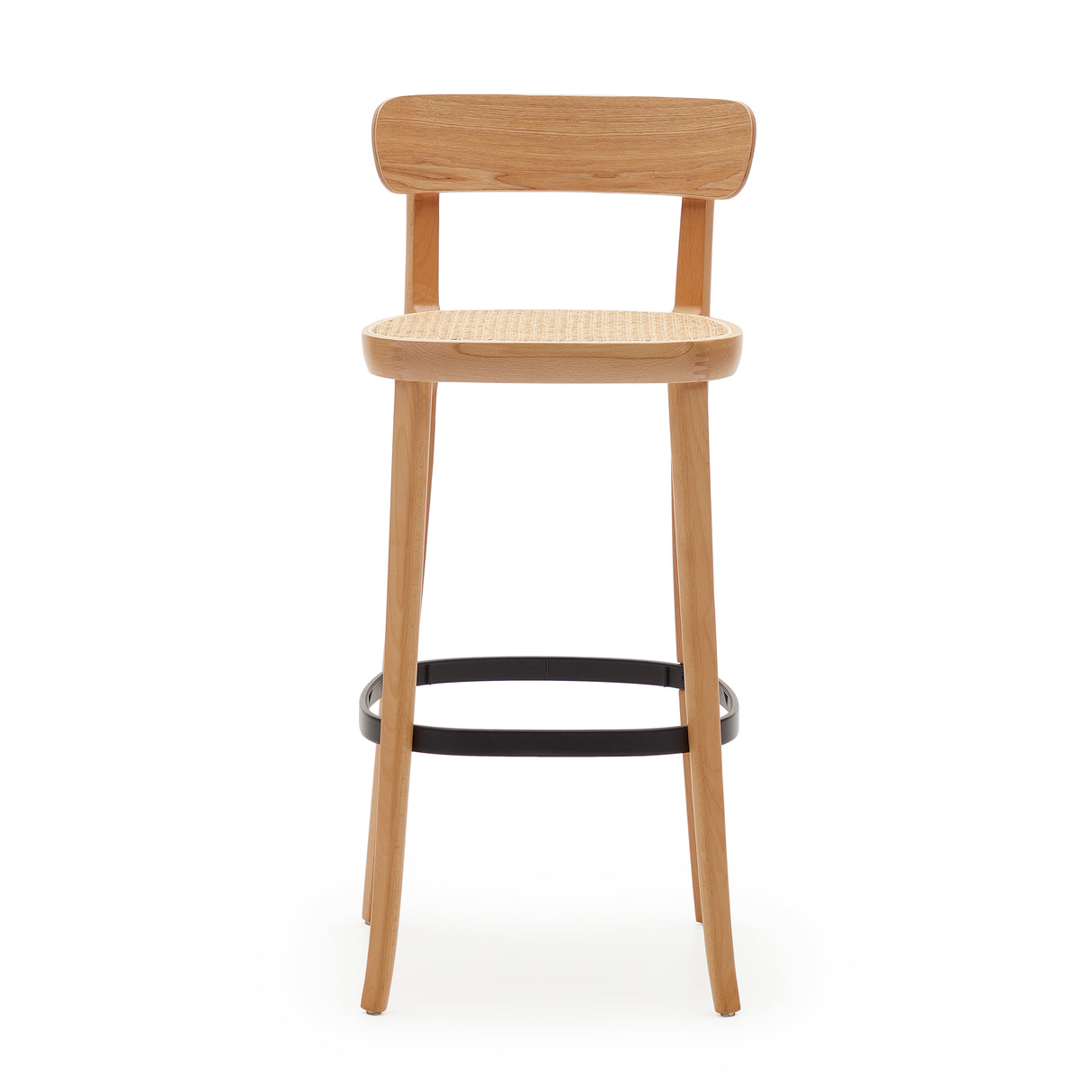 Romane Hocker aus Buchenholz mit natürlichem Finish, Eschenfurnier und Rattan Höhe 75 cm - ZEN ZONE Furniture