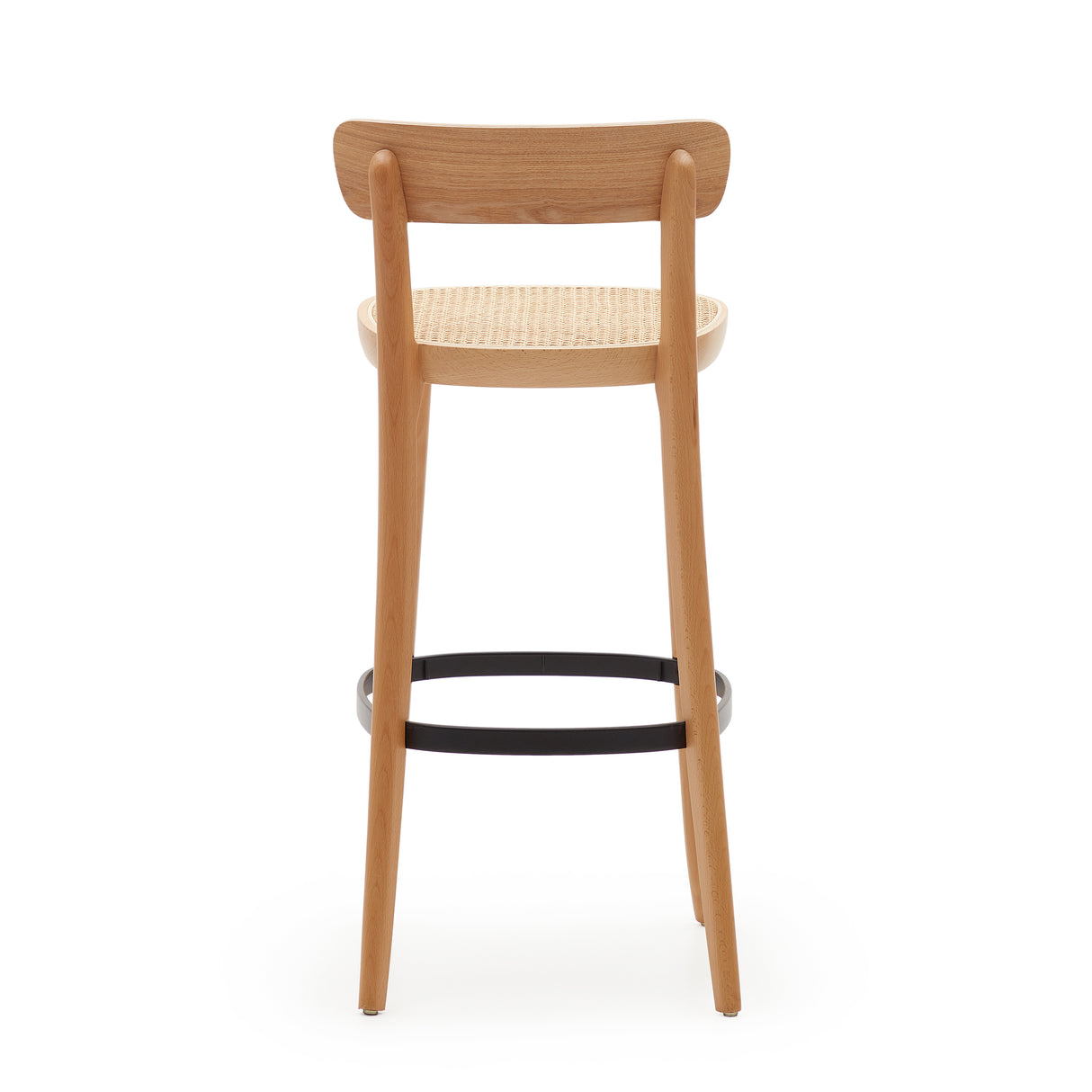 Romane Hocker aus Buchenholz mit natürlichem Finish, Eschenfurnier und Rattan Höhe 75 cm - ZEN ZONE Furniture