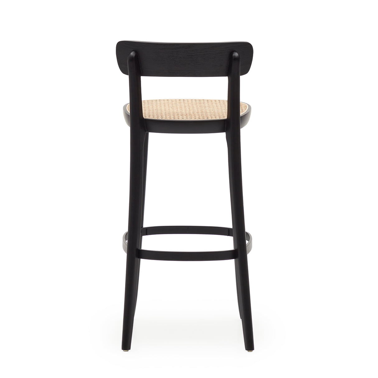 Romane Hocker aus Buchenholz mit schwarzem Finish, Eschenfurnier und Rattan Höhe 75 cm - ZEN ZONE Furniture