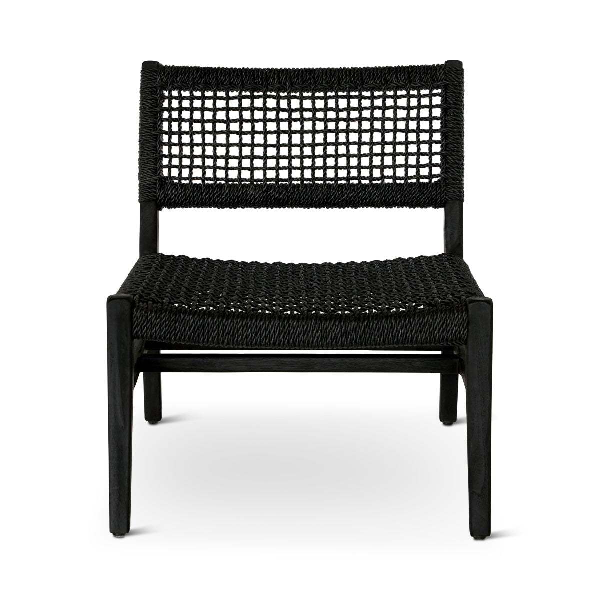 NAOMI Loungesessel aus Ebenholz-Teakholz mit schwarzem Geflecht - ZEN ZONE
