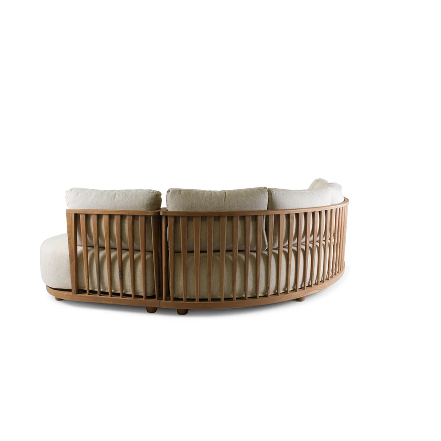 5-Sitzer-Gartensofa Pisang aus Teakholz mit cremefarbenen Kissen, 340x265x77 cm - ZEN ZONE Furniture