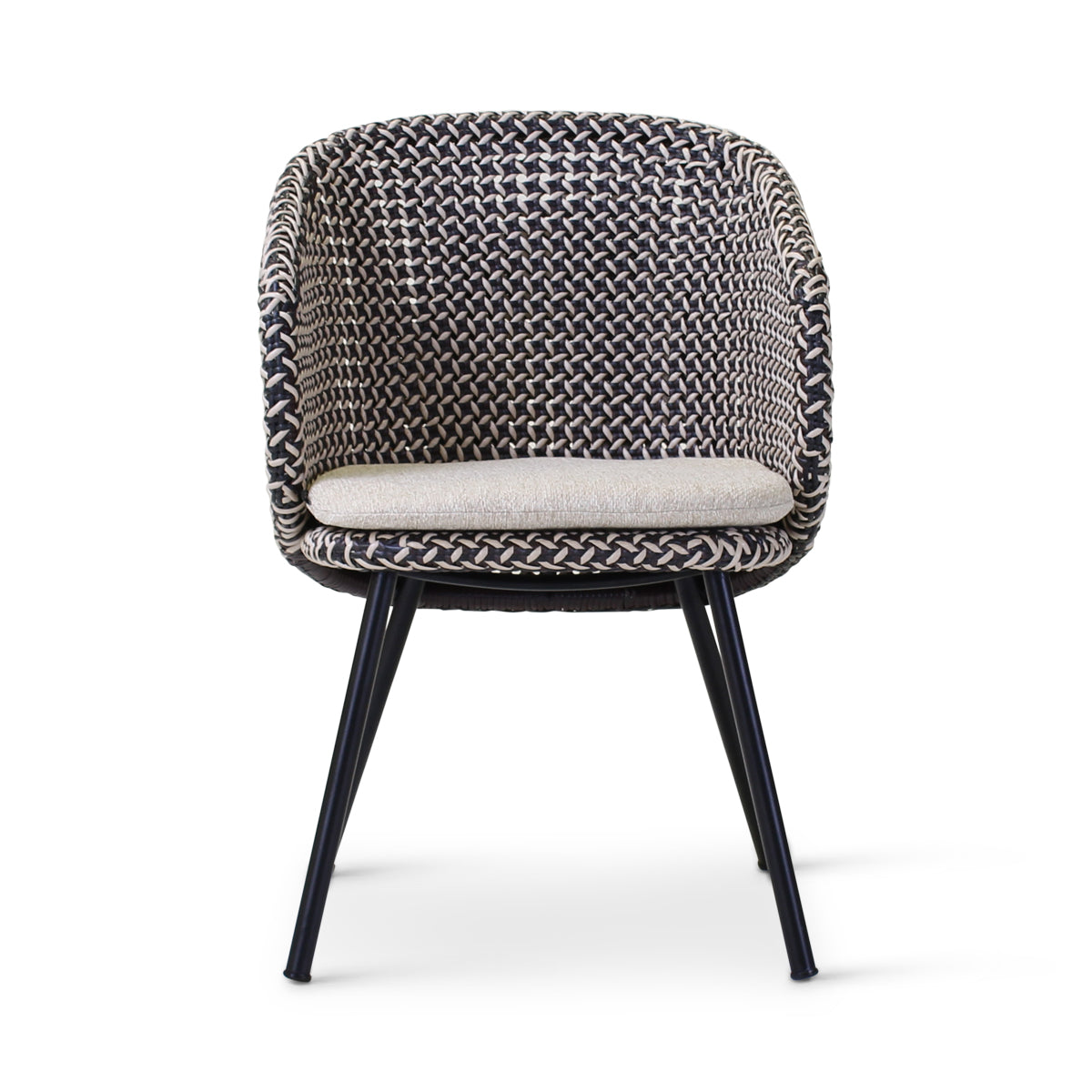 MODESTO Outdoor-Stuhl aus schwarzem Aluminium mit oyster-farbenem Geflecht - ZEN ZONE