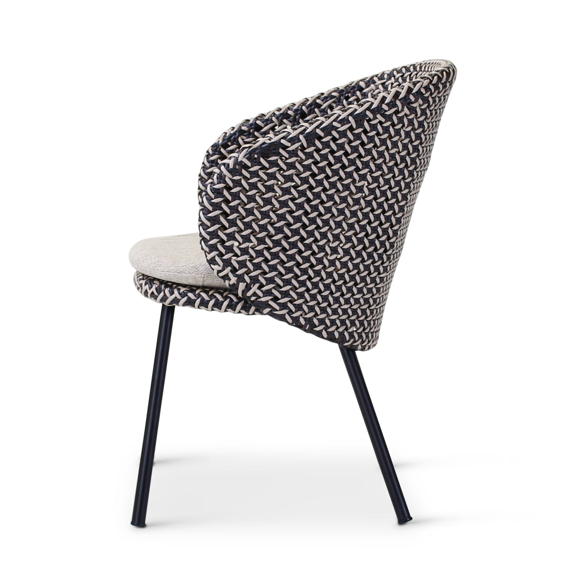 MODESTO Outdoor-Stuhl aus schwarzem Aluminium mit oyster-farbenem Geflecht - ZEN ZONE