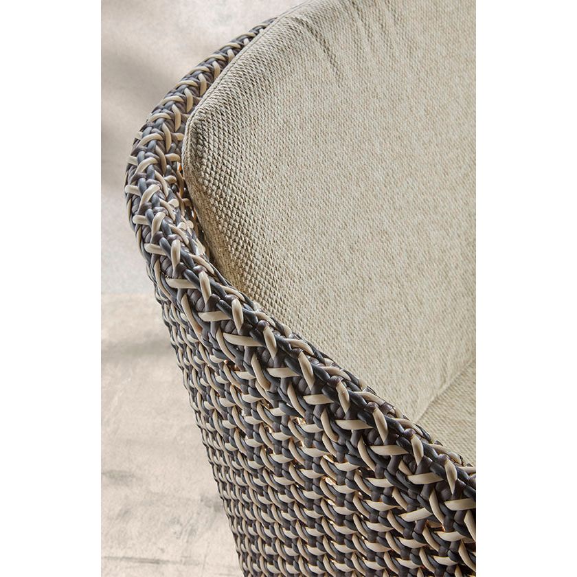 MODESTO Outdoor-Stuhl aus schwarzem Aluminium mit oyster-farbenem Geflecht - ZEN ZONE