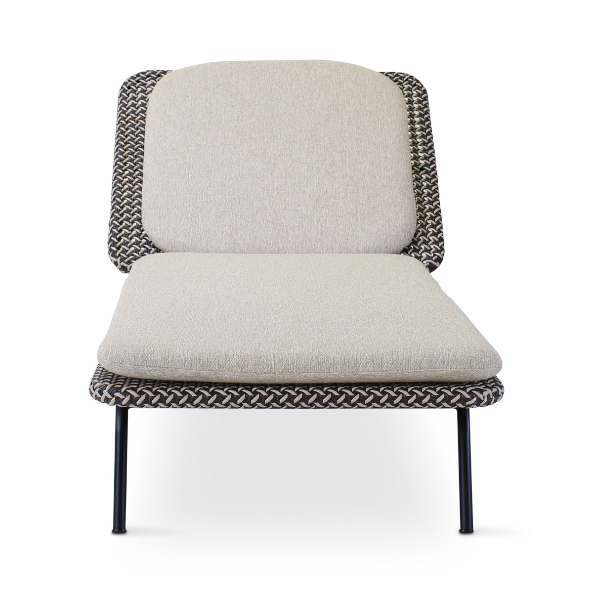 MODESTO Sonnenliege aus schwarzem Aluminium mit oyster-farbenem Geflecht - ZEN ZONE