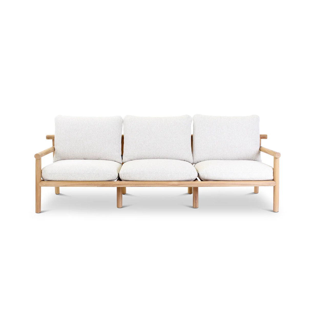 3-Sitzer Gartensofa Kuro aus Teakholz mit cremefarbenen Kissen, 226x91x64 cm - ZEN ZONE Furniture