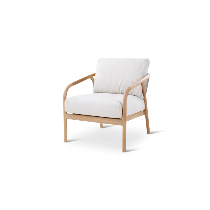 BORAS Garten Sessel aus Teak Natur und grauem Geflecht inkl. Kissen, 73×84×72 cm - ZEN ZONE Furniture