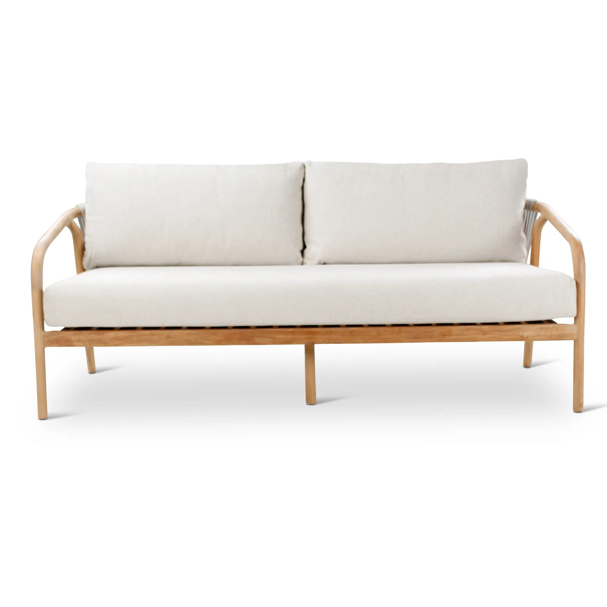 2,5-Sitzer-Gartenbank Boras aus Teakholz mit tonfarbenen Kissen aus Outdoor-Stoff, 190x84x72 cm - ZEN ZONE Furniture