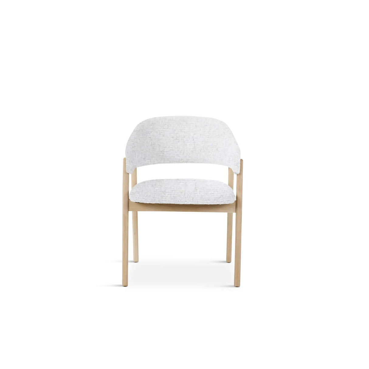 CONOR dining chair with armrests ivory, legs made of natural wood