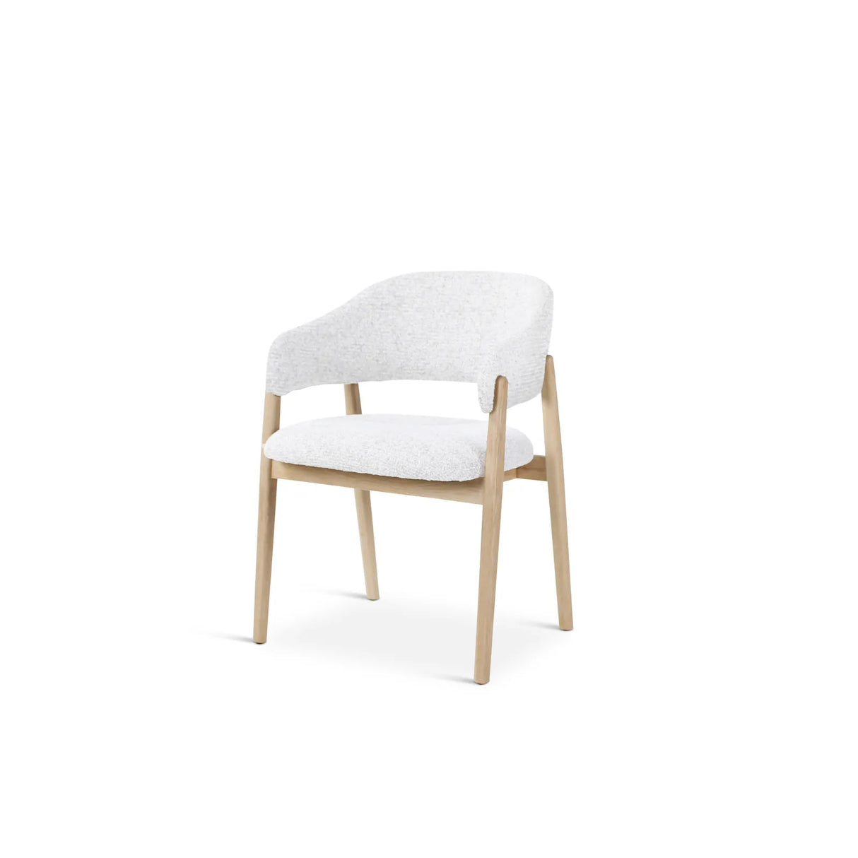 CONOR Essstuhl mit Armlehnen ivory, Beine aus Holz Natur - ZEN ZONE Furniture