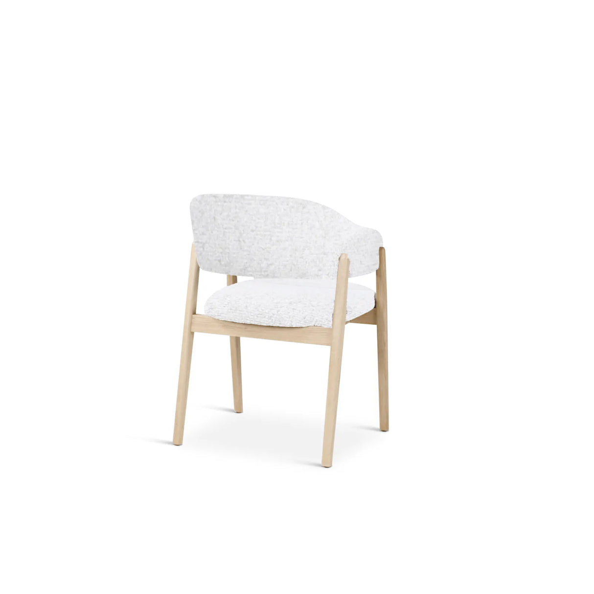 CONOR dining chair with armrests ivory, legs made of natural wood