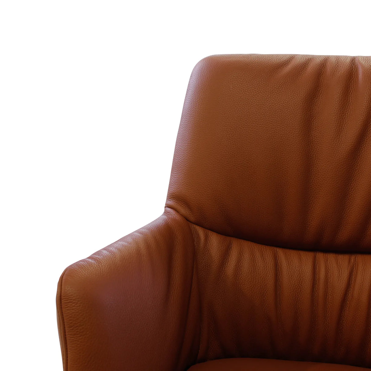 BOSTON Essstuhl aus cognacfarbenem Leder, drehbar, mit schwarzen Metallbeinen - ZEN ZONE Furniture