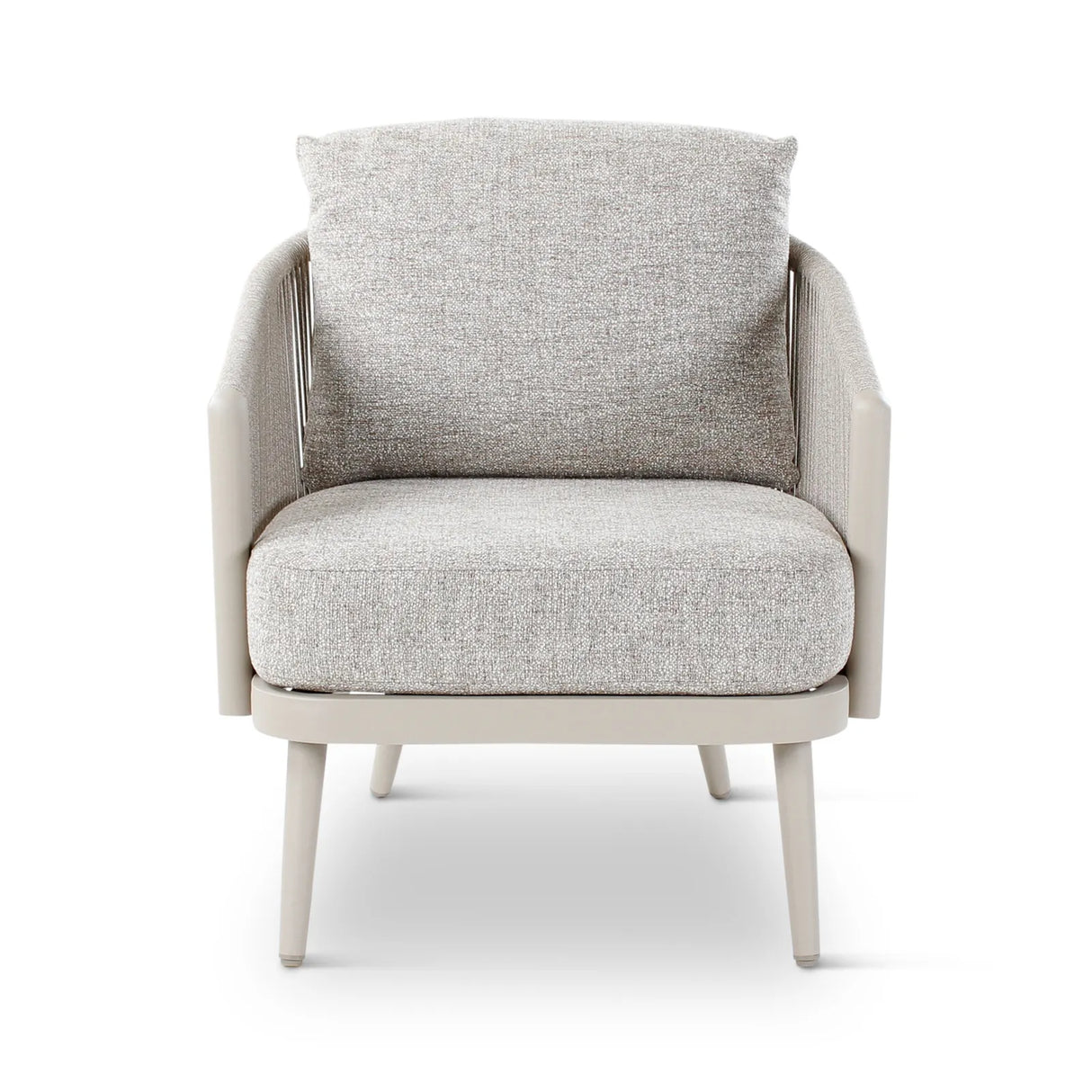 Gartensessel Mikos aus Aluminium mit steinfarbenen Kissen aus Outdoor-Stoff, 73x81x78 cm - ZEN ZONE Furniture