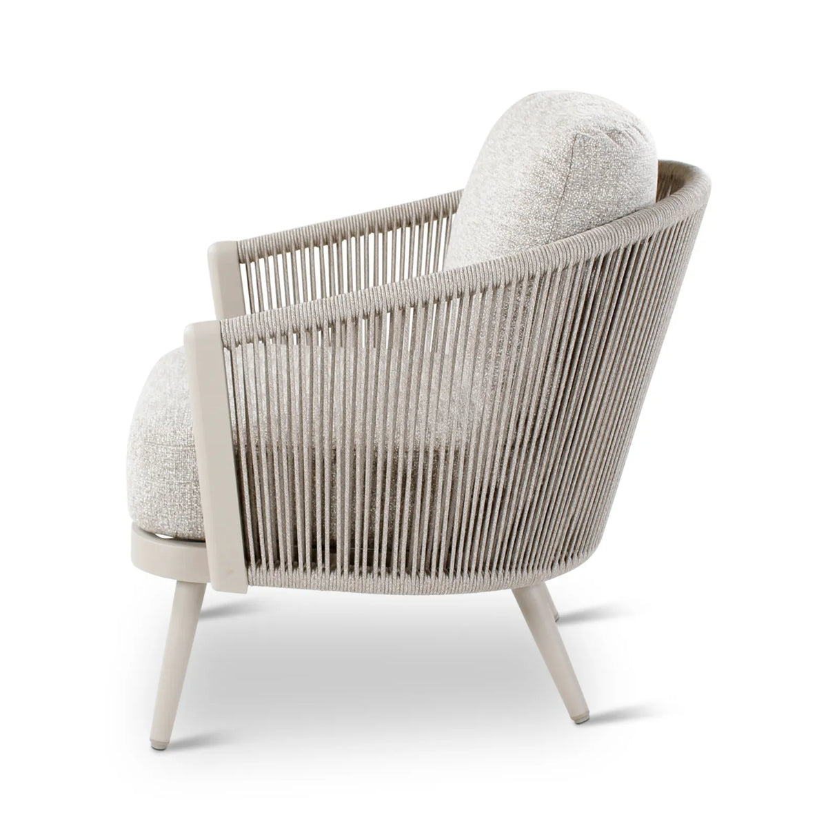 Gartensessel Mikos aus Aluminium mit steinfarbenen Kissen aus Outdoor-Stoff, 73x81x78 cm - ZEN ZONE Furniture