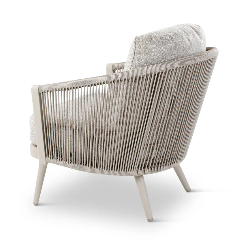 Gartensessel Mikos aus Aluminium mit steinfarbenen Kissen aus Outdoor-Stoff, 73x81x78 cm - ZEN ZONE Furniture