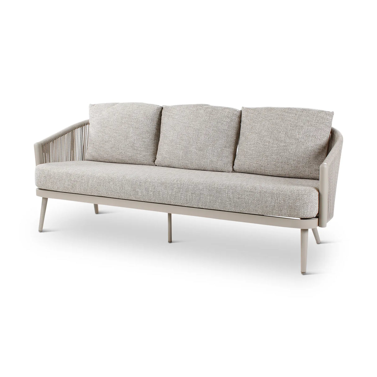 3-Sitzer Gartensofa Mikos aus Aluminium mit graufarbenen Kissen, 203x81x78 cm - ZEN ZONE Furniture