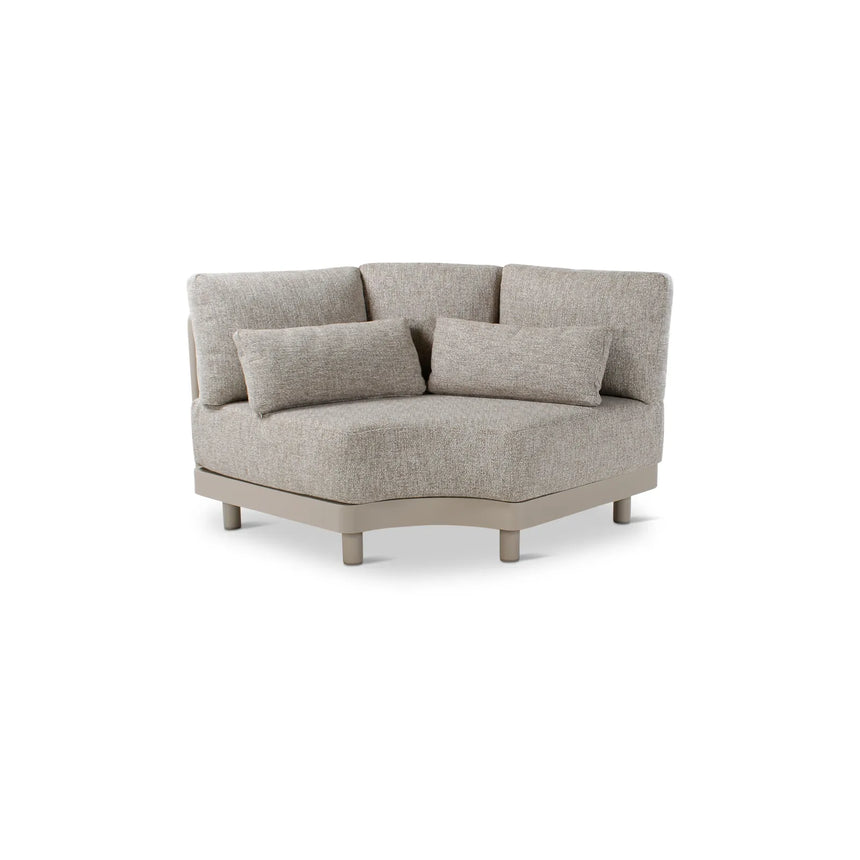 5-Sitzer-Gartensofa Dubai aus Aluminium mit steinfarbenen Kissen aus Outdoor-Stoff, 340x265x71 - ZEN ZONE Furniture
