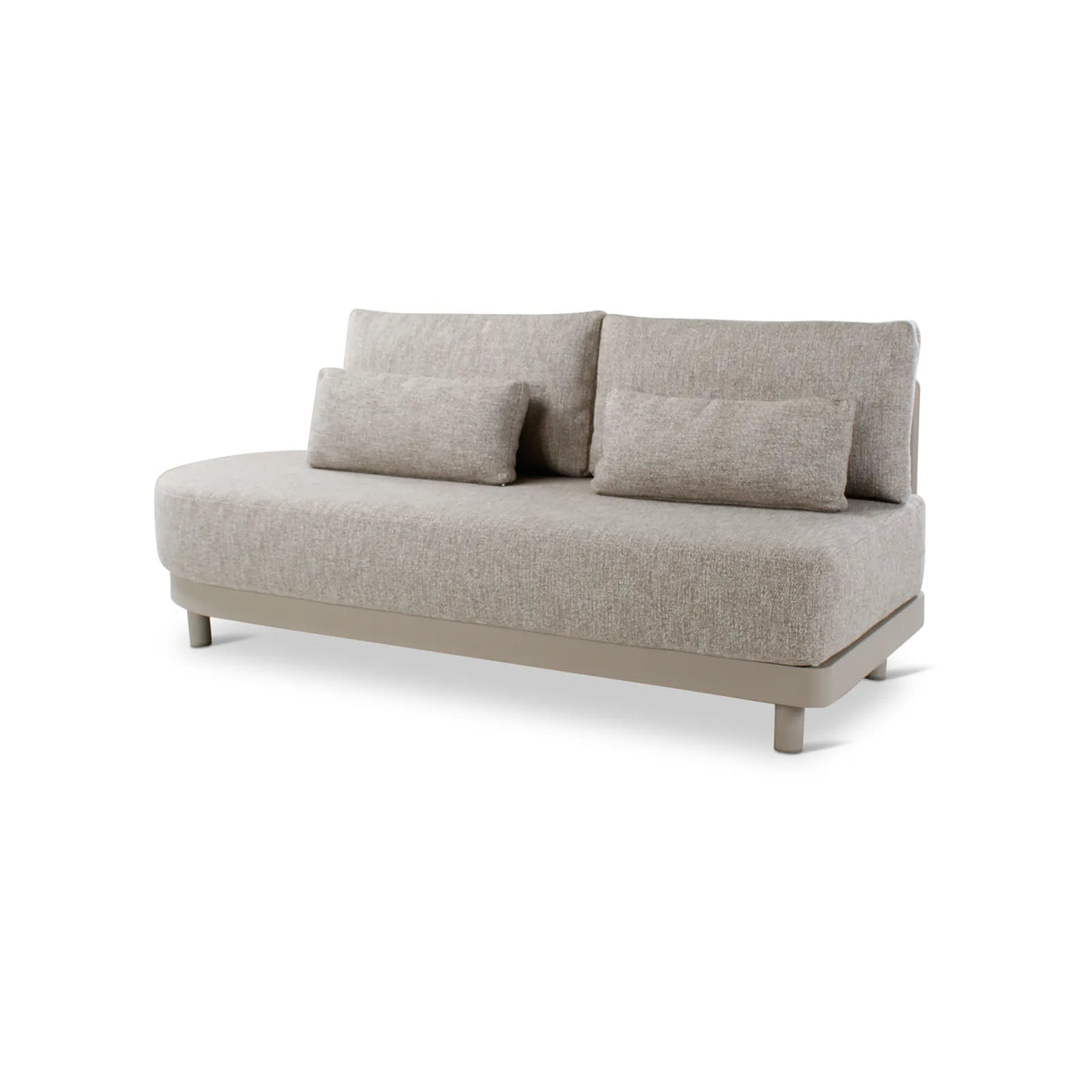 5-Sitzer-Gartensofa Dubai aus Aluminium mit steinfarbenen Kissen aus Outdoor-Stoff, 340x265x71 - ZEN ZONE Furniture