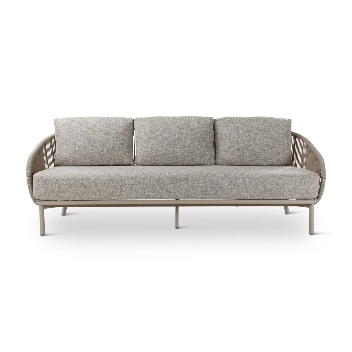 3-Sitzer Gartensofa Ariba aus Aluminium mit steinfarbenen Kissen, 220x79x75 cm - ZEN ZONE Furniture