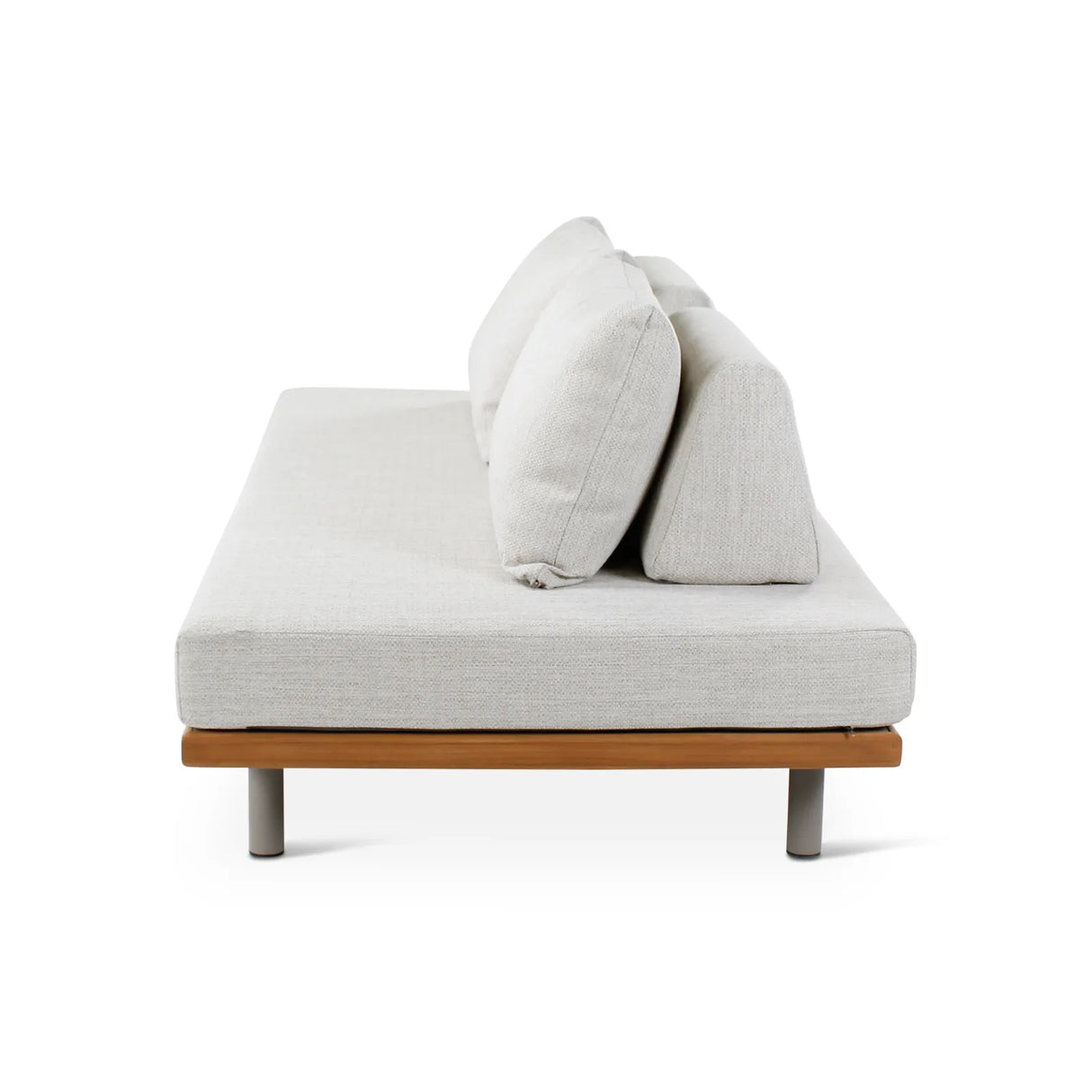 2-Sitzer Gartensofa Emilio aus Teakholz mit muschelfarbenen Kissen aus Outdoor-Stoff, 190x95x69 cm - ZEN ZONE Furniture