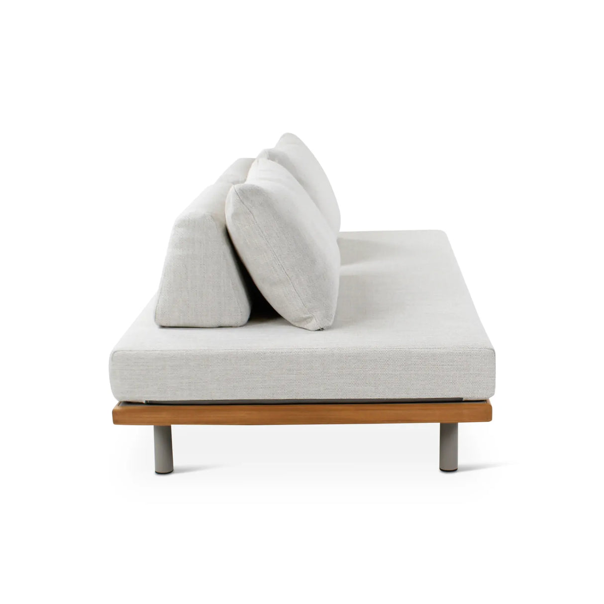 2-Sitzer Gartensofa Emilio aus Teakholz mit muschelfarbenen Kissen aus Outdoor-Stoff, 190x95x69 cm - ZEN ZONE Furniture