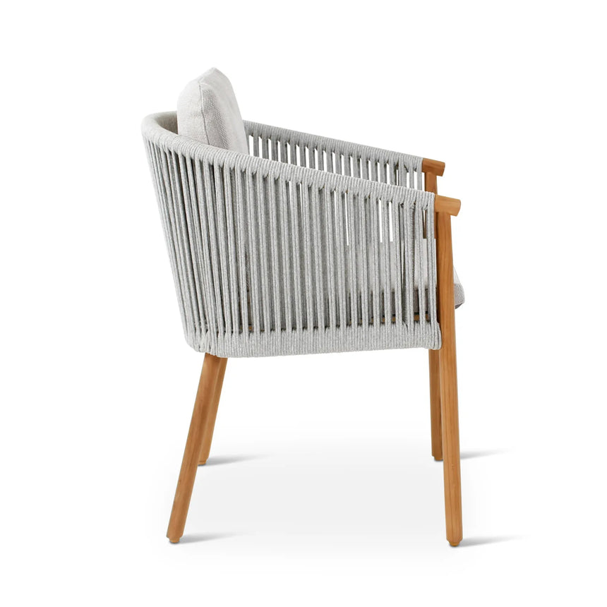 Gartenstuhl Romeo aus Teakholz mit wolkenfarbenen Kissen - ZEN ZONE Furniture