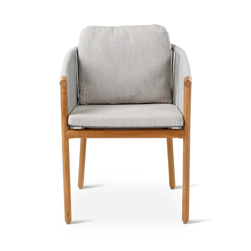 Gartenstuhl Romeo aus Teakholz mit wolkenfarbenen Kissen - ZEN ZONE Furniture