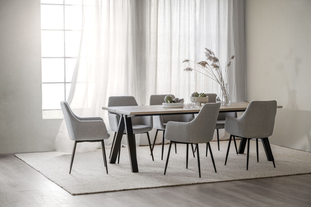 CARRADALE Esstisch Weiß pigmentiert/Schwarz 220x100x75cm - ZEN ZONE