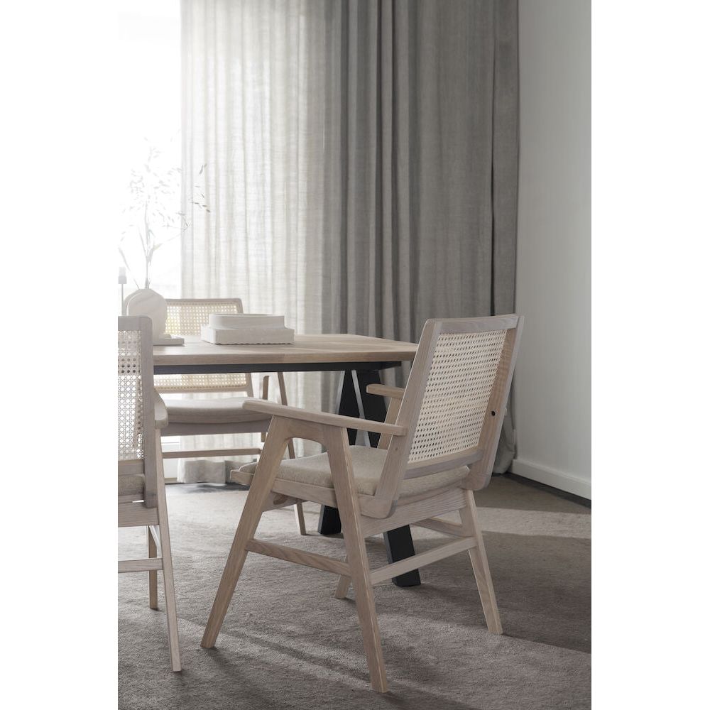 PRESTWICK Esszimmerstuhl Weiß pigmentiert/beige 60x63x88cm - ZEN ZONE