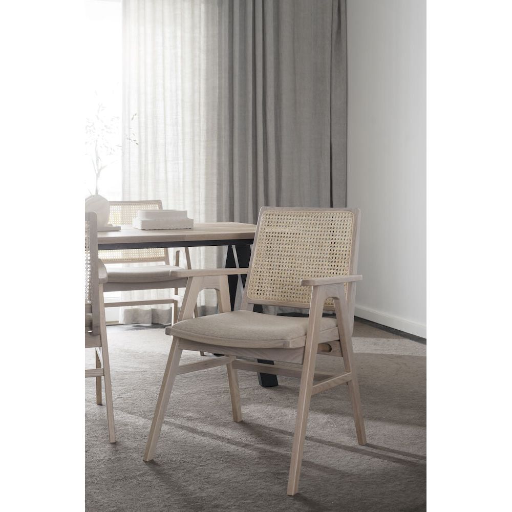 PRESTWICK Esszimmerstuhl Weiß pigmentiert/beige 60x63x88cm - ZEN ZONE