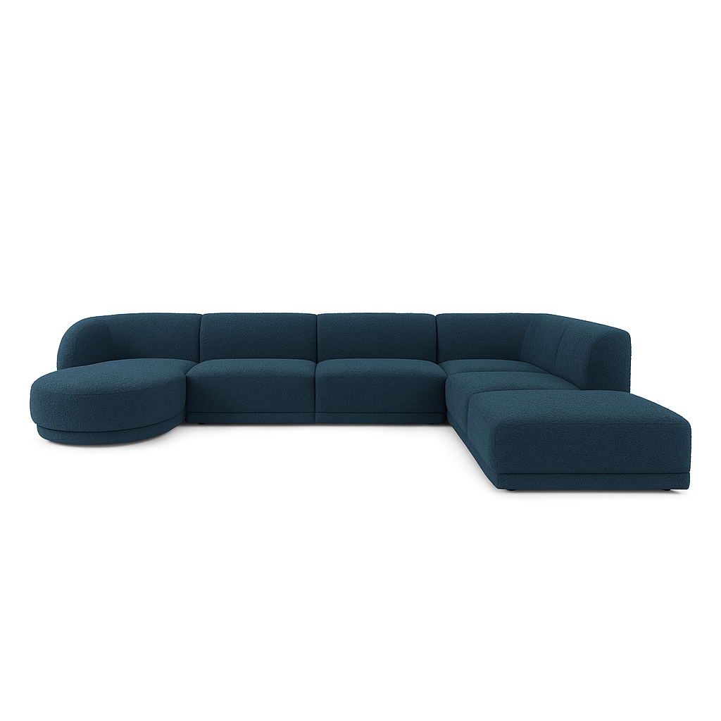 Miley 6-Sitzer Panorama-Sofa Rechts mit Bezug aus Samt oder Boucle, 330x255 cm - ZEN ZONE Furniture