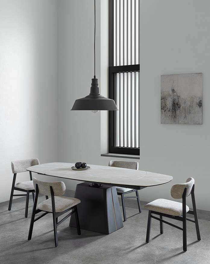 Verlängerungstisch PICO Keramik Beige, anthrazitfarbene Metallbeine 140-220 cm - ZEN ZONE Furniture