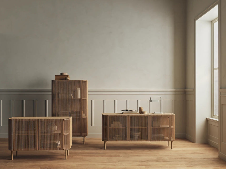 Cord Sideboard, oak, oiled, cord design, 120x45 cm