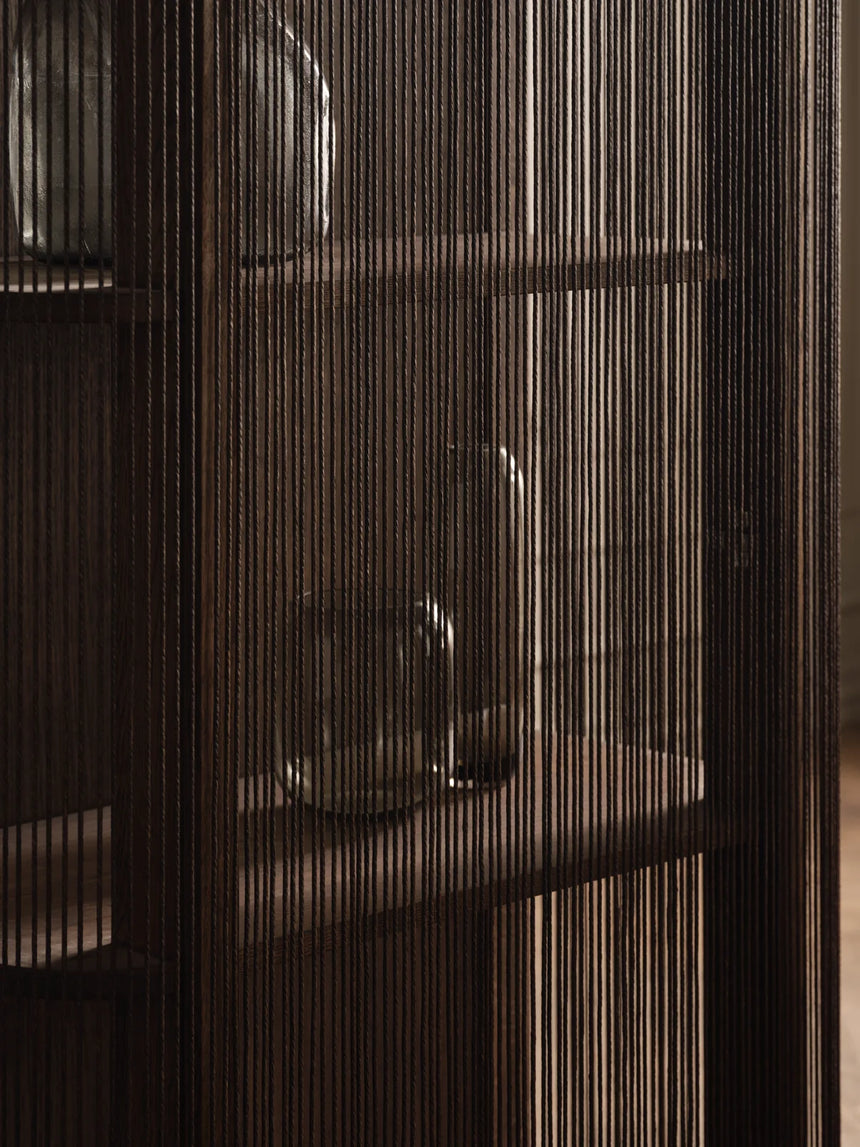 Cord Highboard, aus Eiche, geölt, Ausführung mit Cord, 90x45 cm