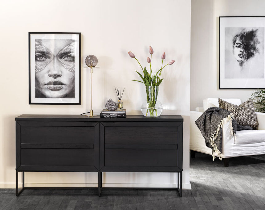 EVERETT Sideboard Schwarz 160x41x75cm - ZEN ZONE Furniture