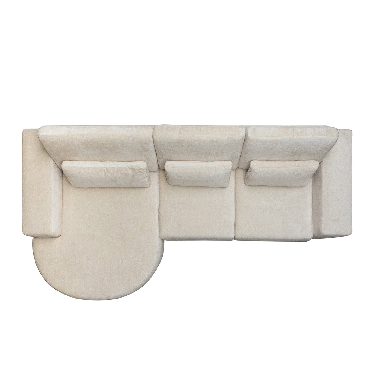Couch Felix lounge links rund + 2,5 Sitzer white chenille (Bergen 900 white chenille) - ZEN ZONE