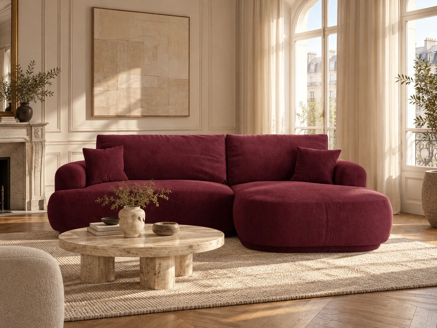 Canapé d'angle modulable 5 places Luce, angle droit, avec fonction convertible, dépliable, en velours, bouclé ou tissu structuré, 271x174 cm