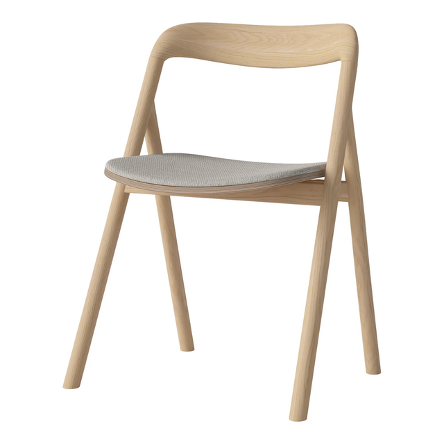 Fenri Gepolsterter Esstischstuhl aus Eiche weiß pigmentiert geölt, Memory - Bouclé und Textur, Grey white - ZEN ZONE Furniture