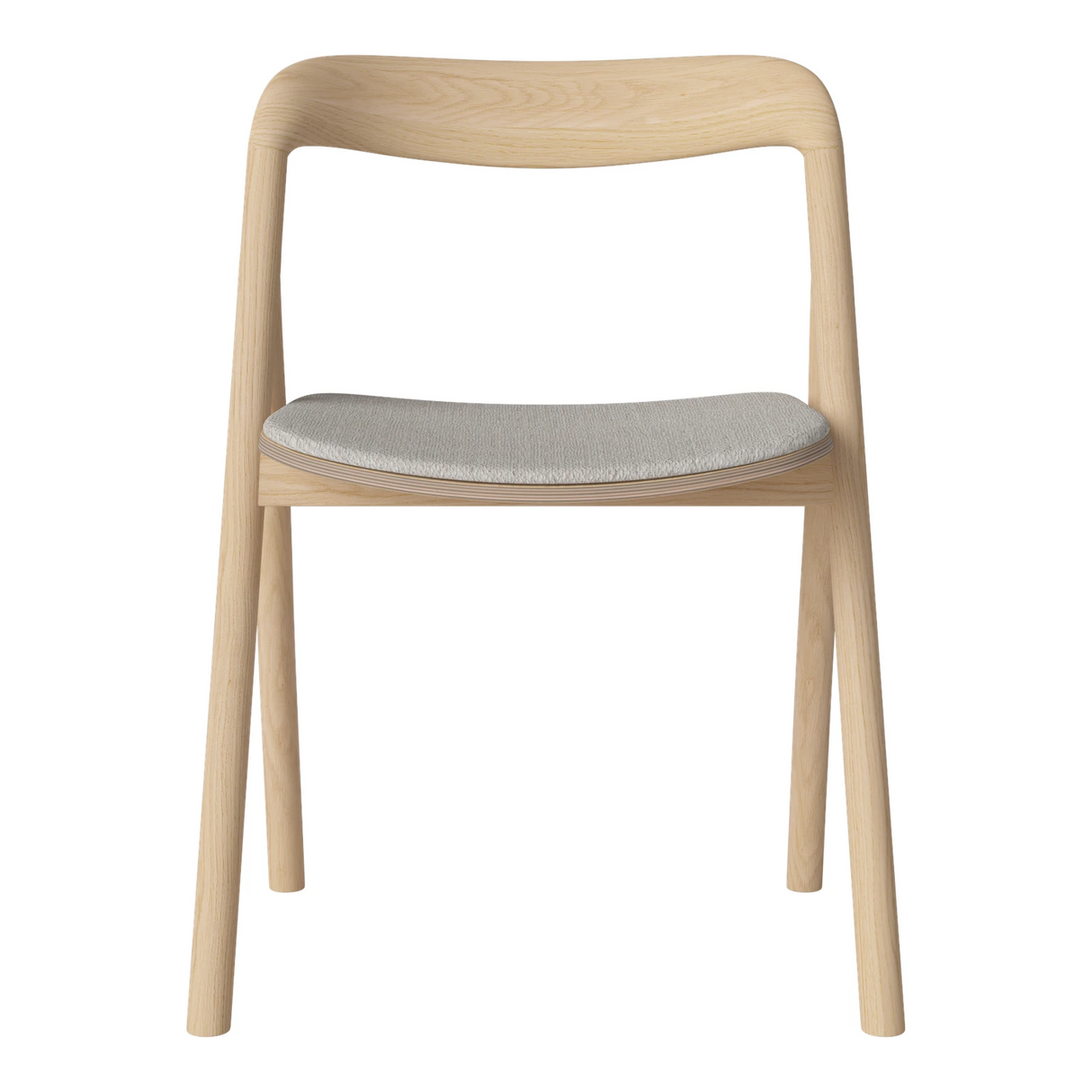 Fenri Gepolsterter Esstischstuhl aus Eiche weiß pigmentiert geölt, Memory - Bouclé und Textur, Grey white - ZEN ZONE Furniture