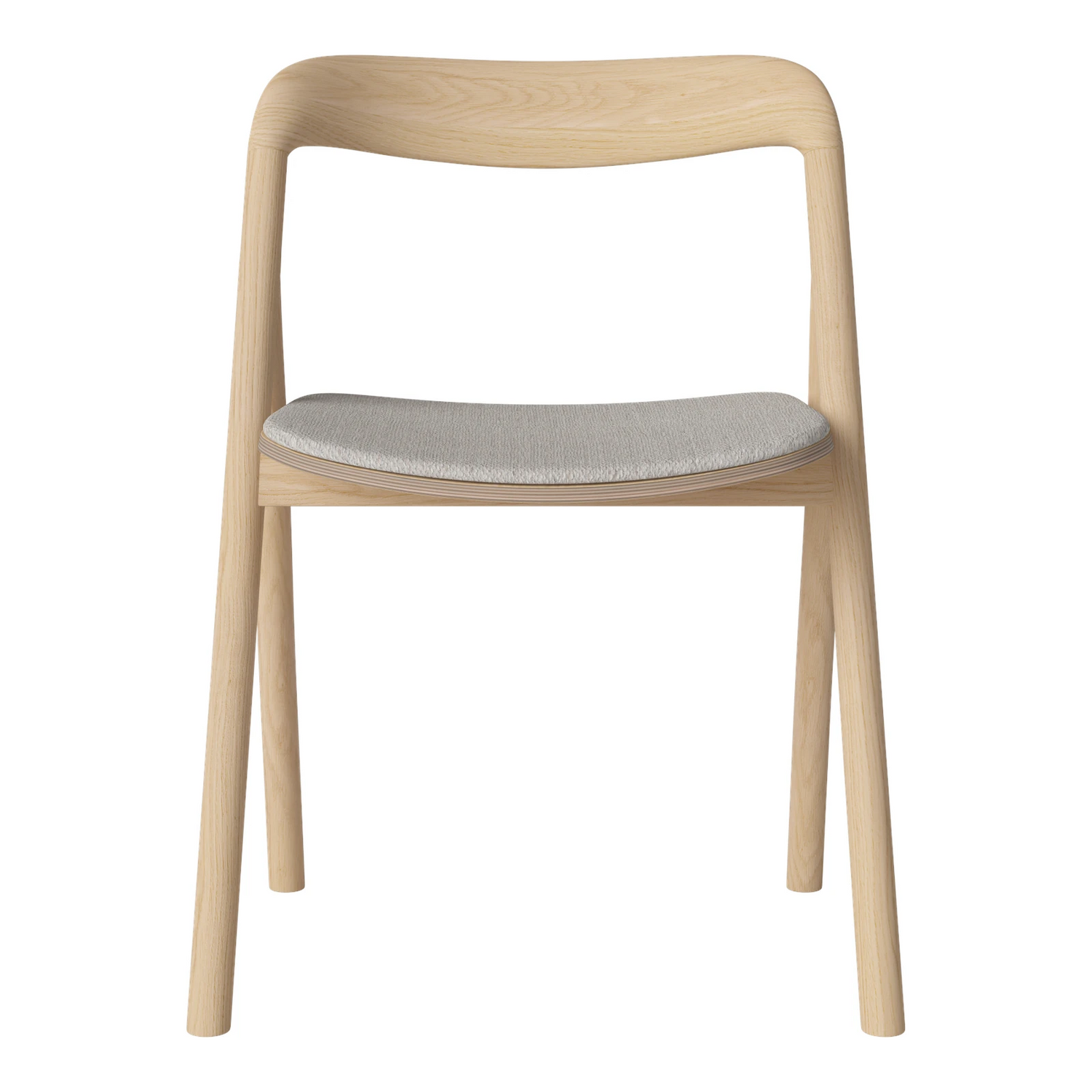 Fenri Gepolsterter Esstischstuhl aus Eiche weiß pigmentiert geölt, Memory - Bouclé und Textur, Grey white - ZEN ZONE Furniture