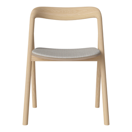 Fenri Gepolsterter Esstischstuhl aus Eiche weiß pigmentiert geölt, Memory - Bouclé und Textur, Grey white - ZEN ZONE Furniture