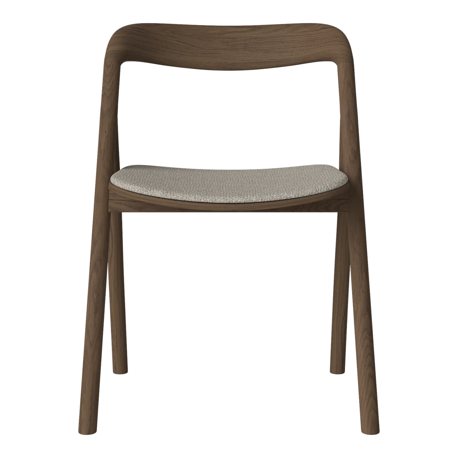 Fenri Gepolsterter Esstischstuhl aus Dunkel geölter Eiche, Monza - Bouclé und Textur, Sand - ZEN ZONE Furniture