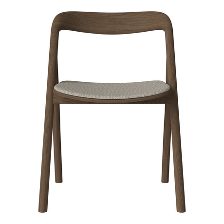 Fenri Gepolsterter Esstischstuhl aus Dunkel geölter Eiche, Monza - Bouclé und Textur, Sand - ZEN ZONE Furniture