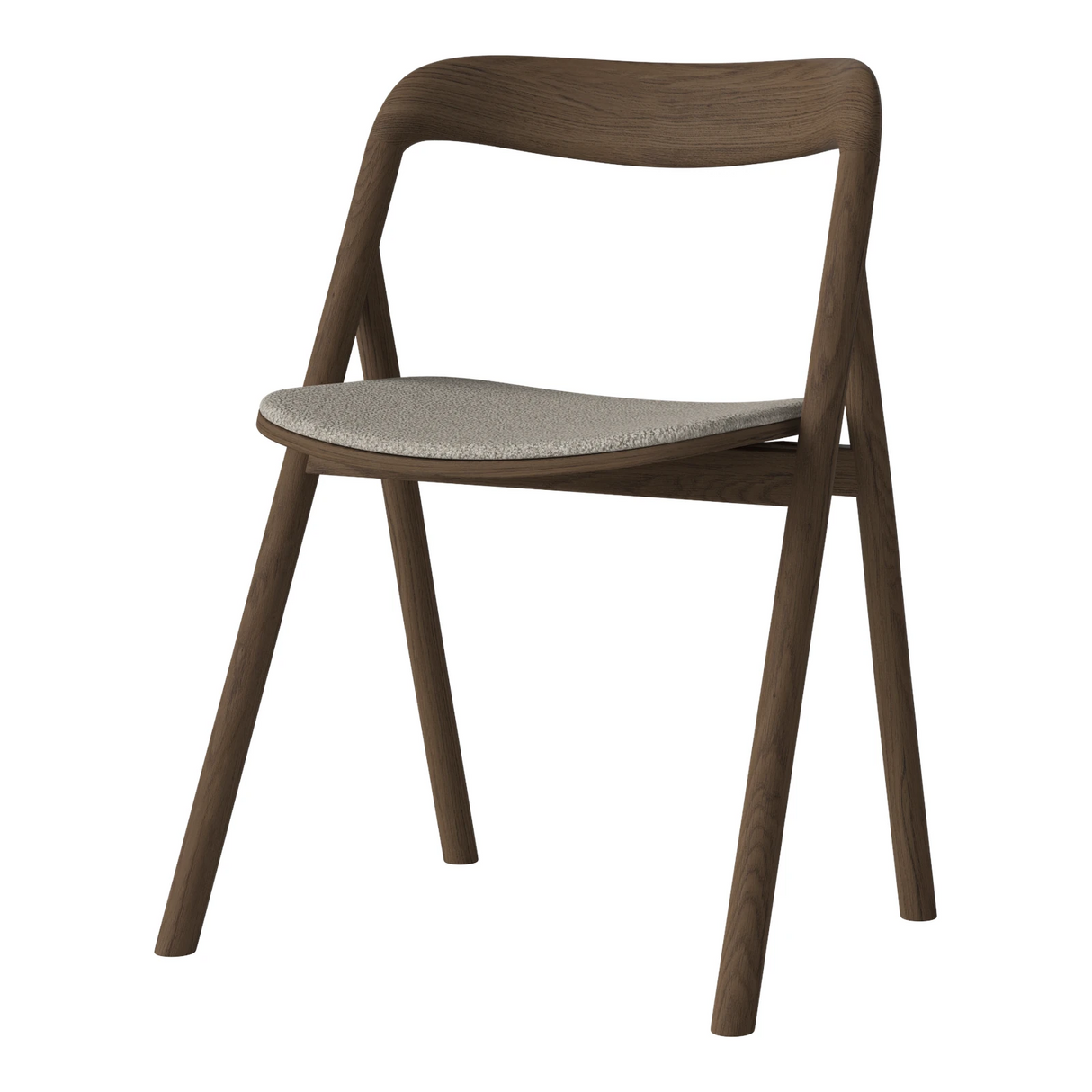 Fenri Gepolsterter Esstischstuhl aus Dunkel geölter Eiche, Monza - Bouclé und Textur, Sand - ZEN ZONE Furniture