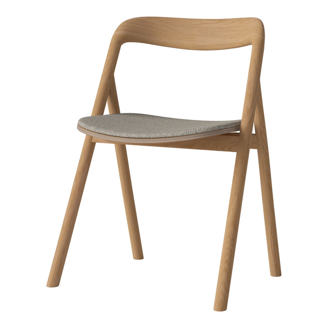 Fenri Gepolsterter Esstischstuhl aus geölter Eiche, Monza - Bouclé und Textur, Sand - ZEN ZONE Furniture