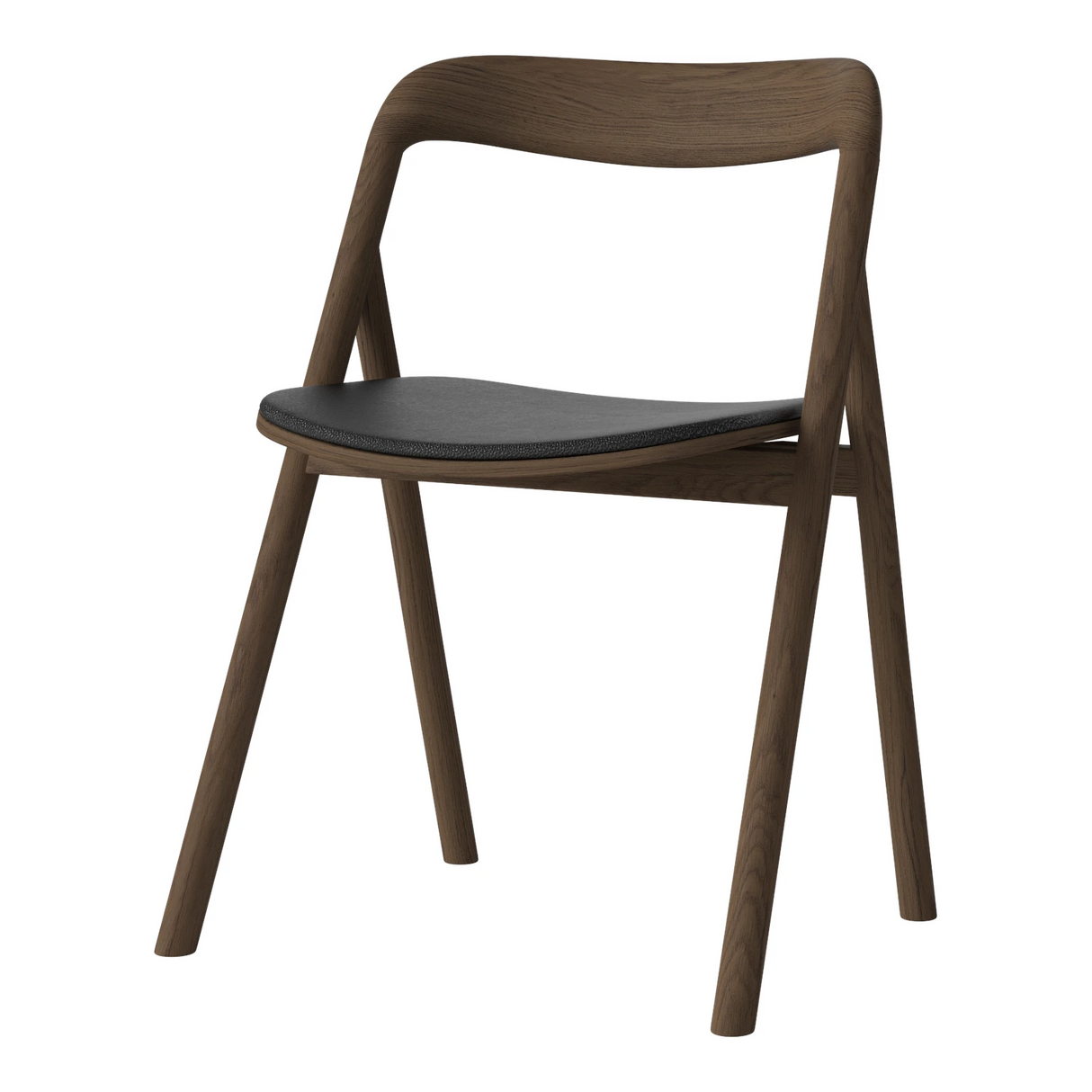 Fenri Gepolsterter Esstischstuhl aus Dunkel geölter Eiche, Quattro by Spoor - Leder, Black - ZEN ZONE Furniture